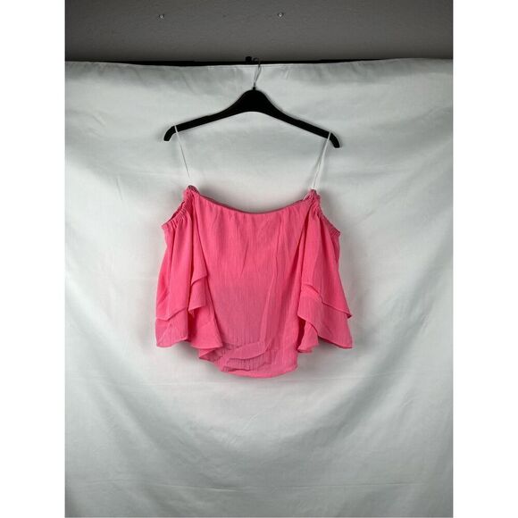NWT Why Dress Pink Layered Off The Shoulder Crop Top Small - Picture 2 of 10